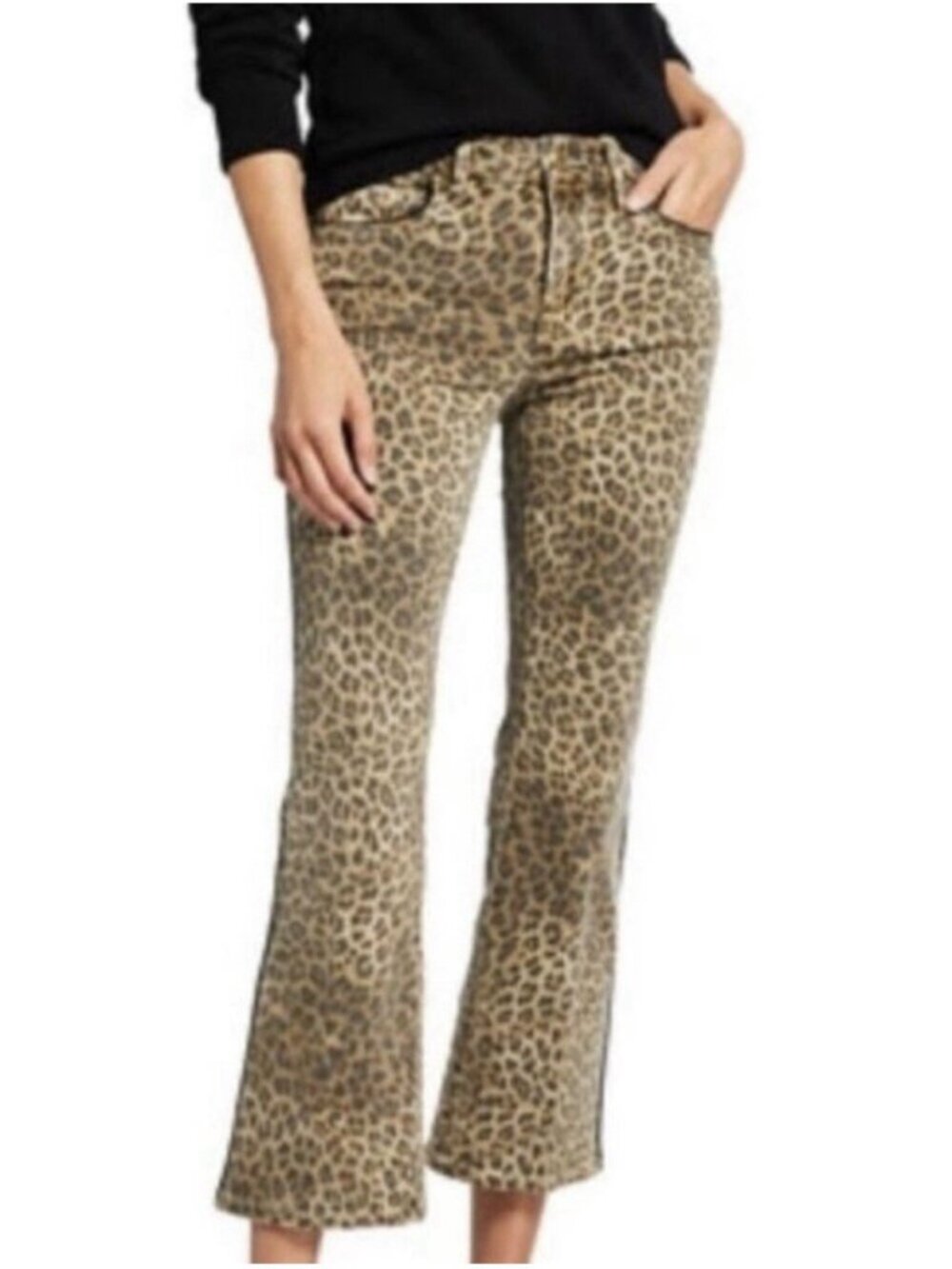Frame Le Crop Mini Boot Leopard Print Jeans Size 29 Indie Sleaze Statement Pants